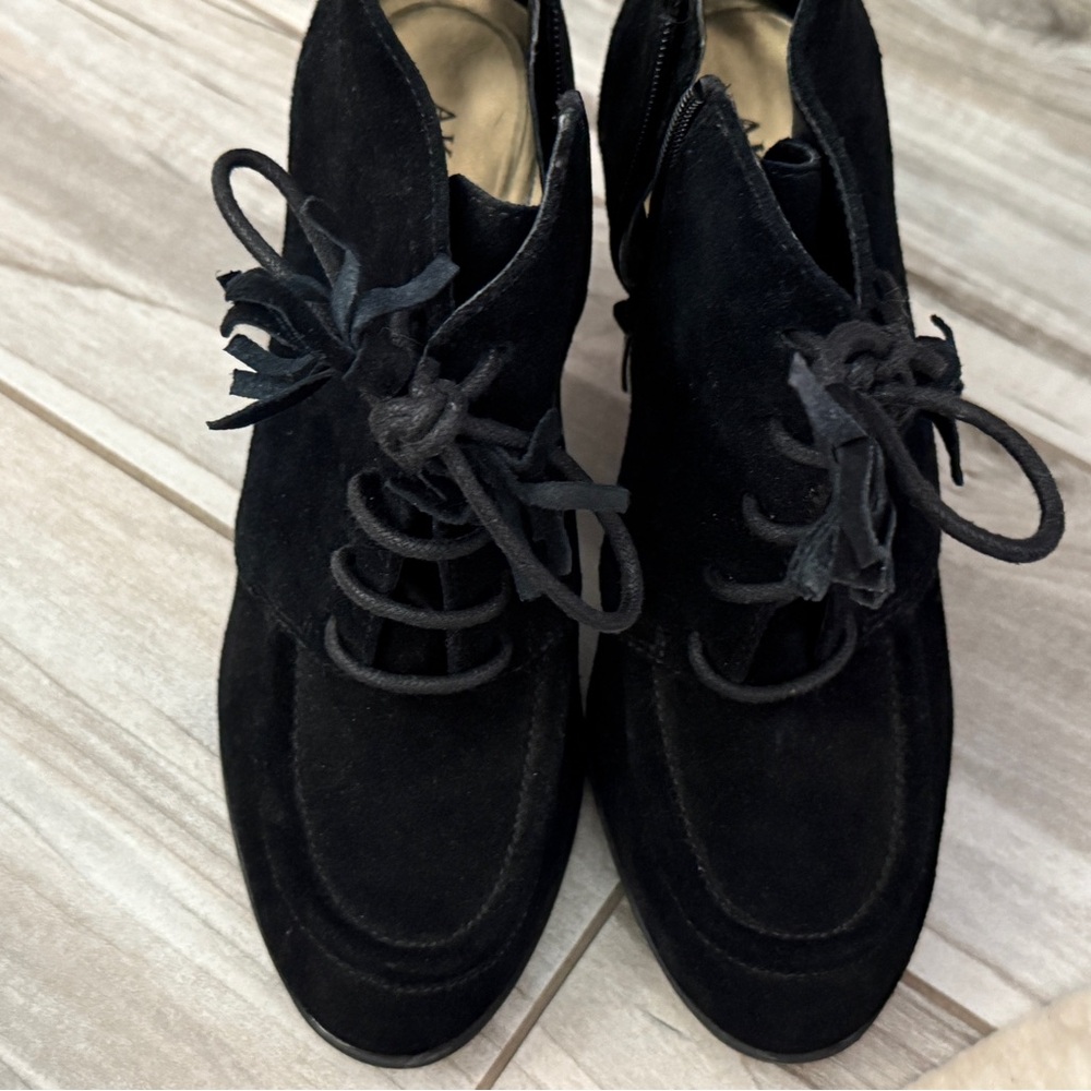 Black Suede Ankle Boots with Tassel Laces